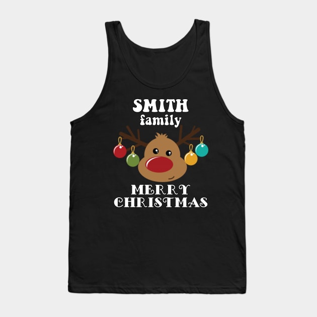 Family Christmas - Merry Christmas SMITH family, Family Christmas Reindeer T-shirt, Pjama T-shirt Tank Top by DigillusionStudio